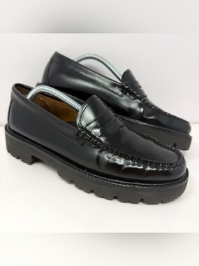 G.H. Bass Women’s Weejuns Whitney Super Lug Penny Loafer Sz 6 Black Leather GUC